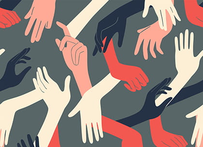 Collage illustration of lots of different hands